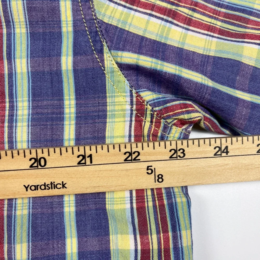 VTG Tommy Jeans Mens M Plaid Short Sleeve Button Down Shirt Multi-Color Cotton